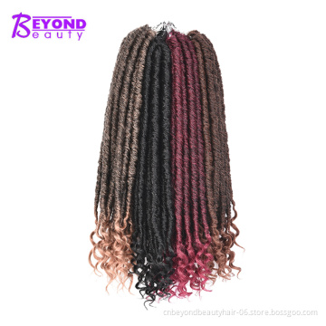 salon packaging Faux Locs Curly Crochet Braiding Hair 14 18 Inch Goddess Faux Locks Hair Synthetic Crochet Braids Hair Extension
